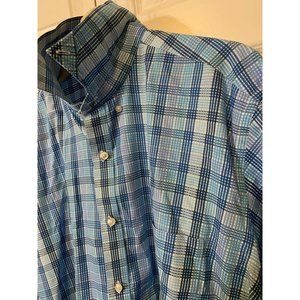 Tailorbyrd Men’s Sz XXL Contrast‎ Striped Blue Cotton Button Down shirt